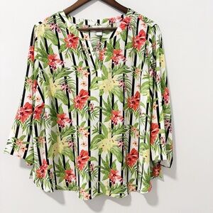 CJ Banks Womens Top Tropical Palm Trees Size‎ 2X